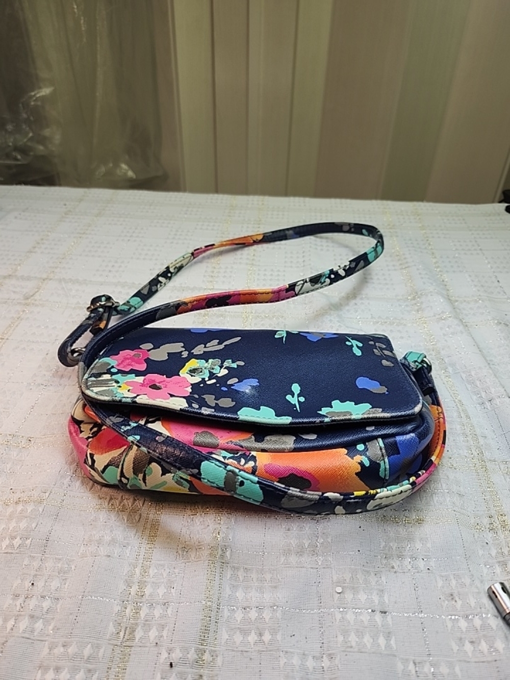 Merona Navy Floral Mini Crossbody